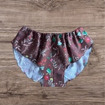 ふんどしパンツ 単品　立体裁縫　リラックスショーツ　ふんどしショーツ　焦茶　花柄