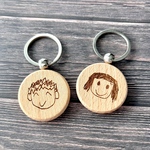 似顔絵キーホルダー　名入れ　リングタイプ　こども　子供　出生記録　刻印　ネームプレート　ネームタグ　敬老の日　母の日　父の日　誕生日　孫　卒園記念品
