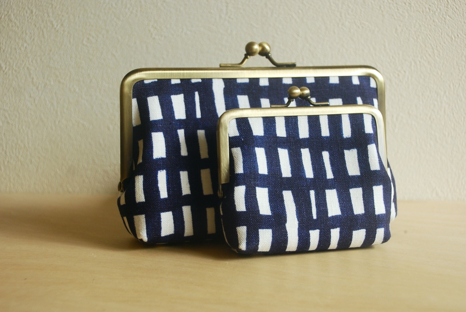 ミナペルホネン【タンバリン dop】ブルー☆がま口 ペンケース