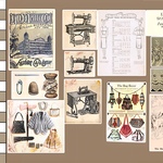 【 海外素材 10-L-5】　VintageSewing 素材 写真用紙 人物素材 ステッカー 人物ステッカー コラージュ