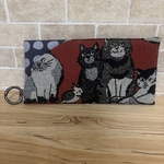 メガネケース　猫柄　レッド系