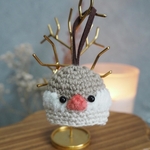 🤎文鳥さんのふわもこキーキャップ（シナモン文鳥）　キーケース/手編み/ハンドメイド/文鳥モチーフ/小鳥グッズ/文鳥グッズ/あみもの/キーキャップ/キーホルダー/鳥グッズ