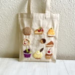 Cafe-sweets☆羊毛刺繍  リネントート〜秋色スイーツ🌰🎃🍇
