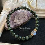 セラフィナイト×レインボームーンストーン　天然石ブレスレット
