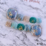 ネイルチップ　8407 Sサイズ　ターコイズ　青緑　フットネイル　ペディキュア　足用