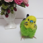 羊毛フェルト　リアルで可愛いセキセイインコ　黄緑　ゆこりん工房