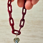 【受注生産】アレルギー対応 サージカルステンレス 赤のマクラメチェーンブレスレット