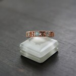 ブルーオパール　3粒ワイドミルフレームリング　SILVER925　PG