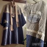 ●青耳linen×ヒッコリーガーゼのワンピース●【sunnybilly】