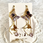 【SALE❣️】煌めく蝶々の耳飾り(くすみパープル)  ピアス/イヤリング