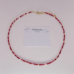 【tubu necklace ⸝⋆ 】 レッド　ビーズネックレス　ビーズチョーカー