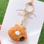 くま カレーパン キーホルダー　／　フェイクスイーツ　樹脂粘土　