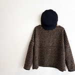 再販★リングウールのワイドプルオーバー/ダークブラウン×ベージュ