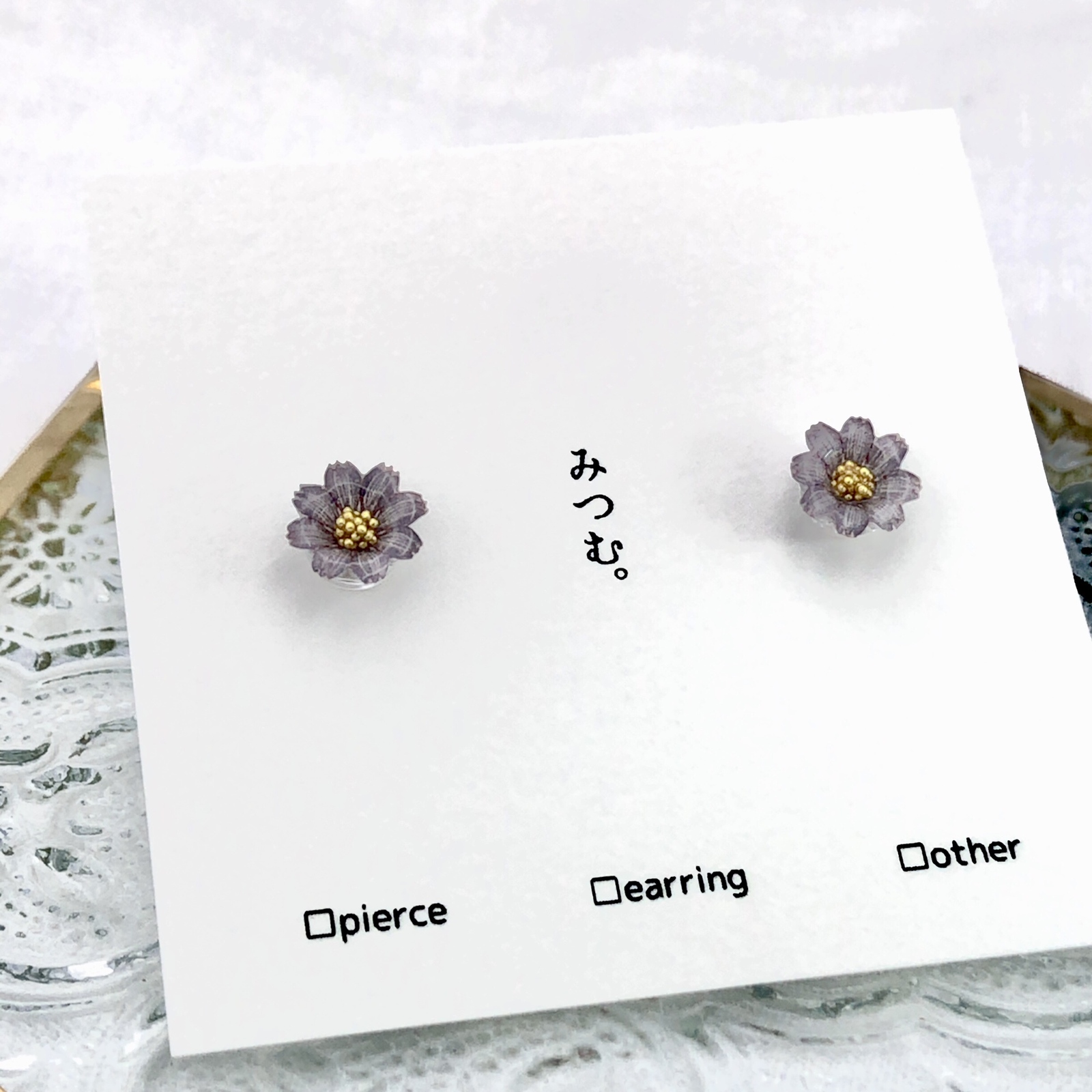 パープル ピアス 花 - アクセサリー・ジュエリーの人気通販 | minne