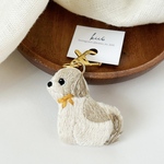 シーズー刺繍キーホルダー（黄色リボン）