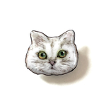 しっぽう焼き　ペルシャ猫さんの小さい顔ブローチ　