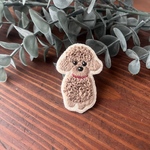 【再再再販】トイプードル　ブラウン　ぺたんこ刺繍ブローチ 