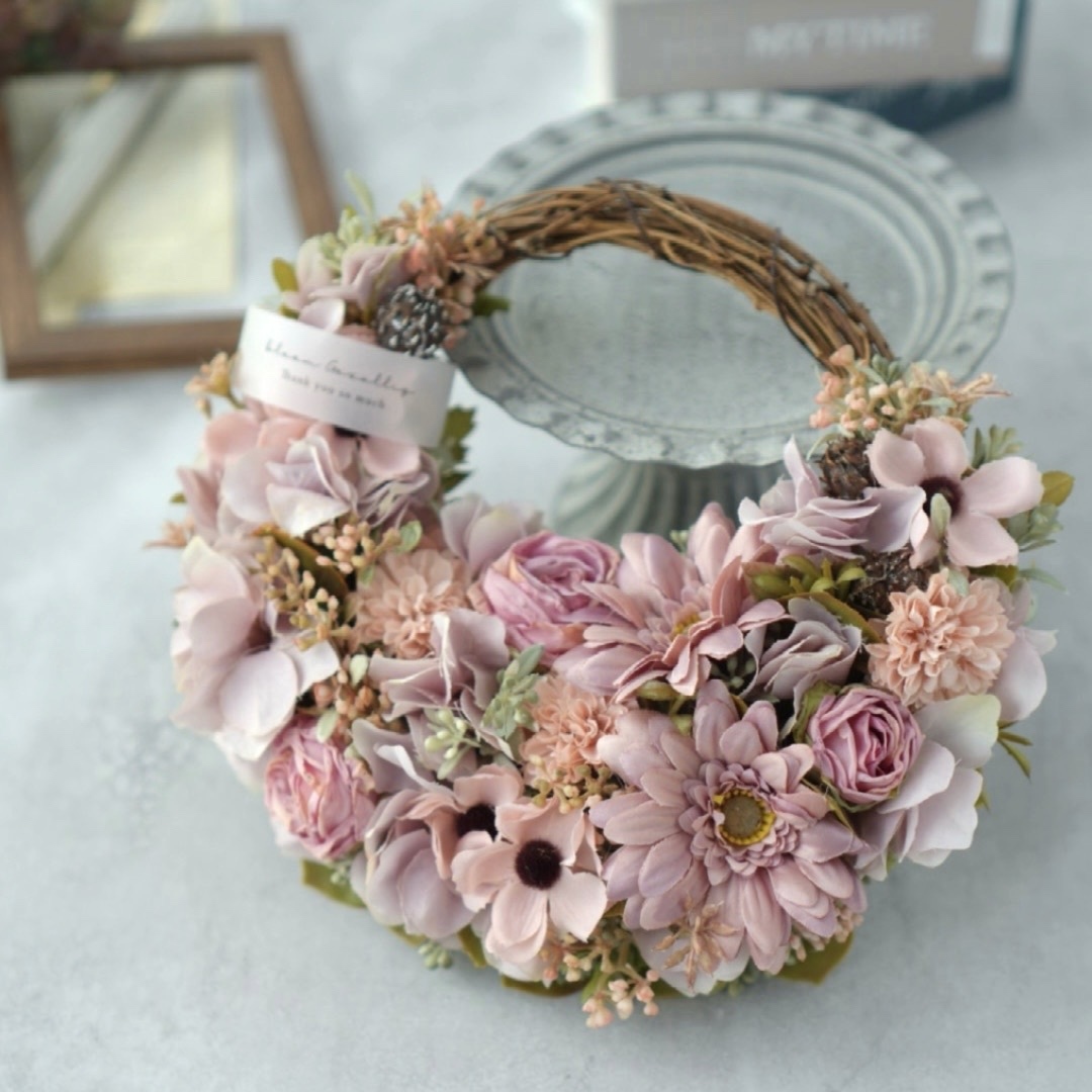 アーティフィシャルフラワーリース　フラワーリース　リース　造花　ハンドメイド アーティフィシャルフラワーギフト！『フラワーリース』ベリー