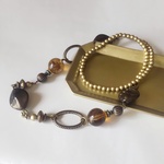 ダークブラウンが美しい　アンティーク風　ロングネックレス