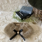 【国産ファー 使用】 犬用ティペット☆ グレージュファー／ハロウィン　クリスマス　バレンタイン お正月