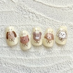 𝐚𝐧𝐢𝐦𝐚𝐥 𝐝𝐨𝐠 🐶わんこ博覧　販売スタート　  トイプー もこもこ ネイルチップ　リボン　ねこ　くま　マグネット　ベージュ　透け感 ウェディング  わんこアイテム　チェック柄 かわいい 小物　犬