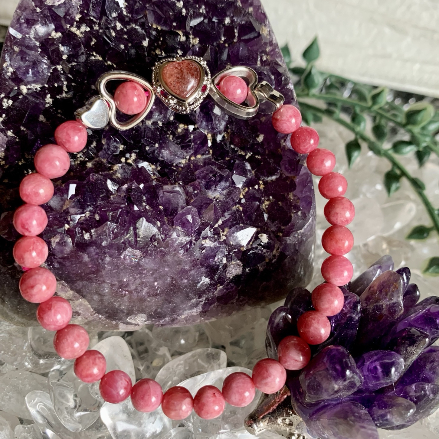 最高級　濃厚　ラズベリーピンクマイカブレスレット　11 最高級 濃厚 ラズベリーピンクマイカブレスレット 11