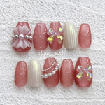 ちゅるん 𝐩𝐢𝐧𝐤♥ ネイルチップ うるうるマグネット nuance 韓国 order nail 