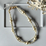 スマホストラップ＊上品なランダム大粒小粒パールビーズ（携帯ストラップ/ハンドストラップ／スマホストラップホルダー）