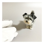 羊毛フェルト｜手のりサイズ｜羊毛フェルト犬｜ミニチュアシュナウザー｜ミニチュアシュナウザーパピー｜犬｜子犬｜うちの子オーダー受付中｜ペット｜ペットロス｜羊毛フェルト作家みここ