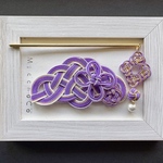 水引アクセサリー　かんざしセット　藤と金の松竹梅の飾りとあわじ玉のチャーム　No.528