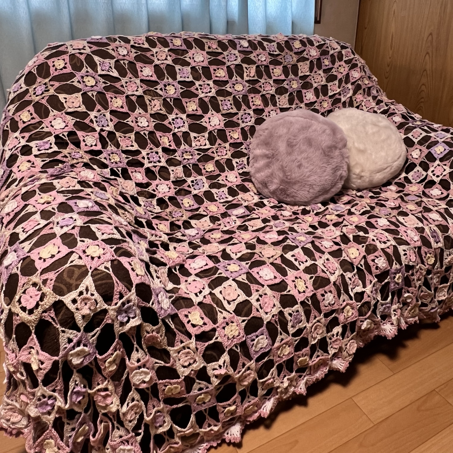 手編み ニット イギリス　グラニーブランケット  ベッドカバー　ハンドメイド ハンドメイド 手編み ニット ベッドカバー ブランケット 【公式通販】