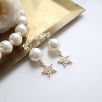 再販☆ノンホールピアス☆ 星パールイヤリング　アクセサリー　キッズアクセサリー　パール　ピアス　大人