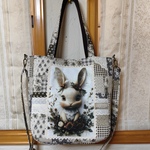 j様お取り置き専用ページ(ふんわり3wayバッグ、後ろファスナーポケット(セピア色うさぎちゃんパネルとパッチ柄)