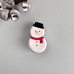 陶ブローチ【雪だるま】冬の装いに寄り添うナチュラルアクセサリー