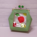 推しぬいとお出かけ♪クリア窓のポーチ小【グリーン/青りんご口金】