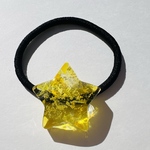 キラキラ星 琉球ガラス ヘアゴム yellow 黄色