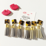 送料込▼スクエアべっ甲ピアス/イヤリング