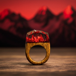 【New Model 送料無料】Deep Red Mountain ～Resin Wood Ring～