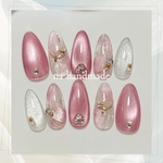 【現品のみ】ネイルチップ ピンクマグネット パール ストーン ニュアンス