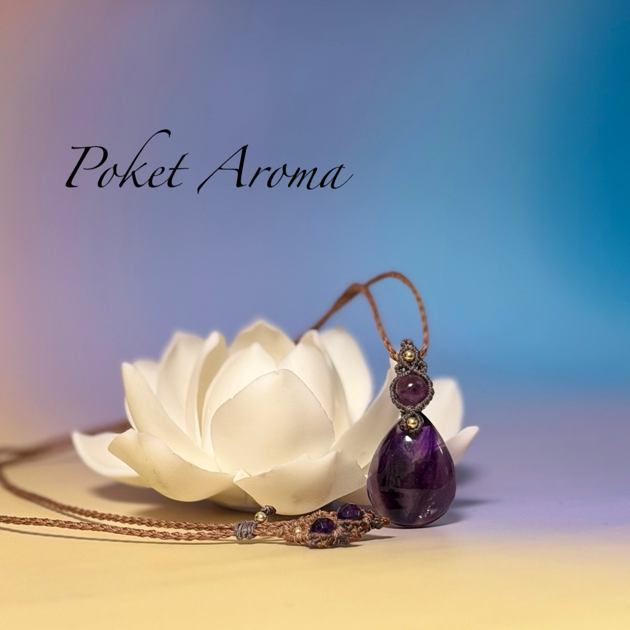 『桃奏』セリサイトインローズクォーツとディープローズクォーツのマクラメネックレス 桃奏』セリサイトインローズクォーツとディープローズクォーツの