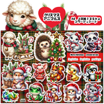 コラージュシート　クリスマスアニマルズ　ハーフ　４枚