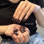 【No.20】ニュアンス アート ネイルチップ ブラウン ブラック ブルー 水色 茶色 黒 クール 成人式 前撮り 振袖 大人 お洒落 シンプル 秋 冬 つけ爪