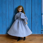 リカちゃん　ダンガリーのボリュームブラウスとギャザースカートのセット