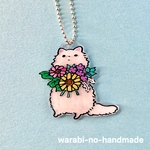 🐾うちの子チャーム（白猫、長毛、花束）🐾