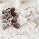 *･🧸チェック＆ニット柄リボン🤍　Sサイズ　こども　キッズ　ベビー　ヘアゴム　髪飾り　子供　秋　ナチュラル　プレゼント　