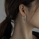 −𝗡𝗘𝗪− silver925 ピアス ダブルチェーン フープ デザイン 小ぶり シルバー シルバー925 SV シンプル【P-037】