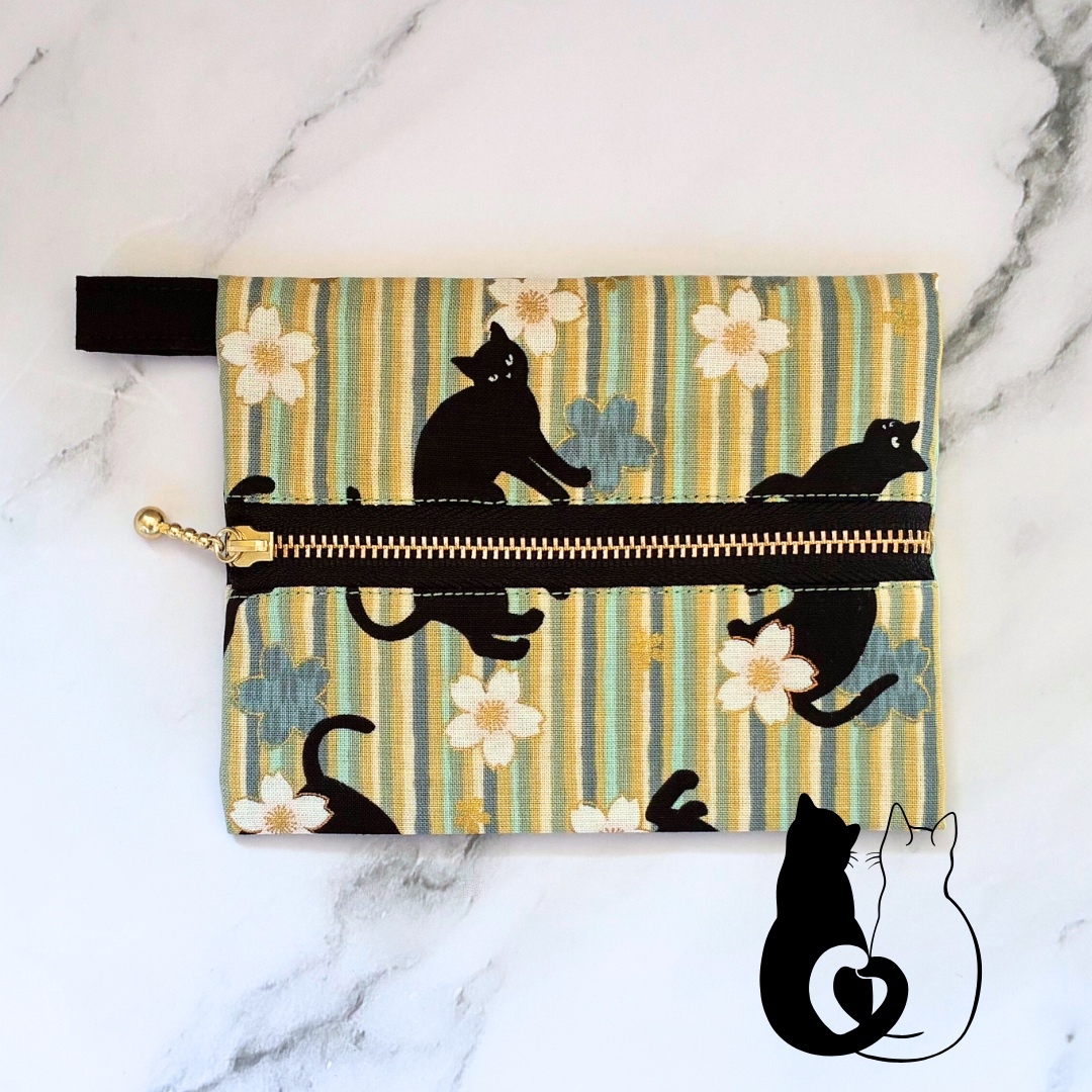 ボックスティッシュケース　洗濯ねこ柄　ハンドメイド \u2042簡単手芸\u2042 ねこポケットティッシュ入れ　イラスト付き　How to make Cat Tissue Case布あそぼ