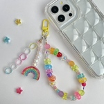 \キラキラ虹🌈/平成カラフルビーズストラップ🍀