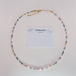 【tubu necklace ⸝⋆ 】 グリーン × ピンク　ビーズネックレス