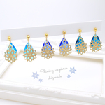 氷の輝き♡雪の結晶♡ガラスドロップ＊ブルー系